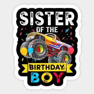 Sister of the Birthday Boy Monster Truck Birthday Sticker